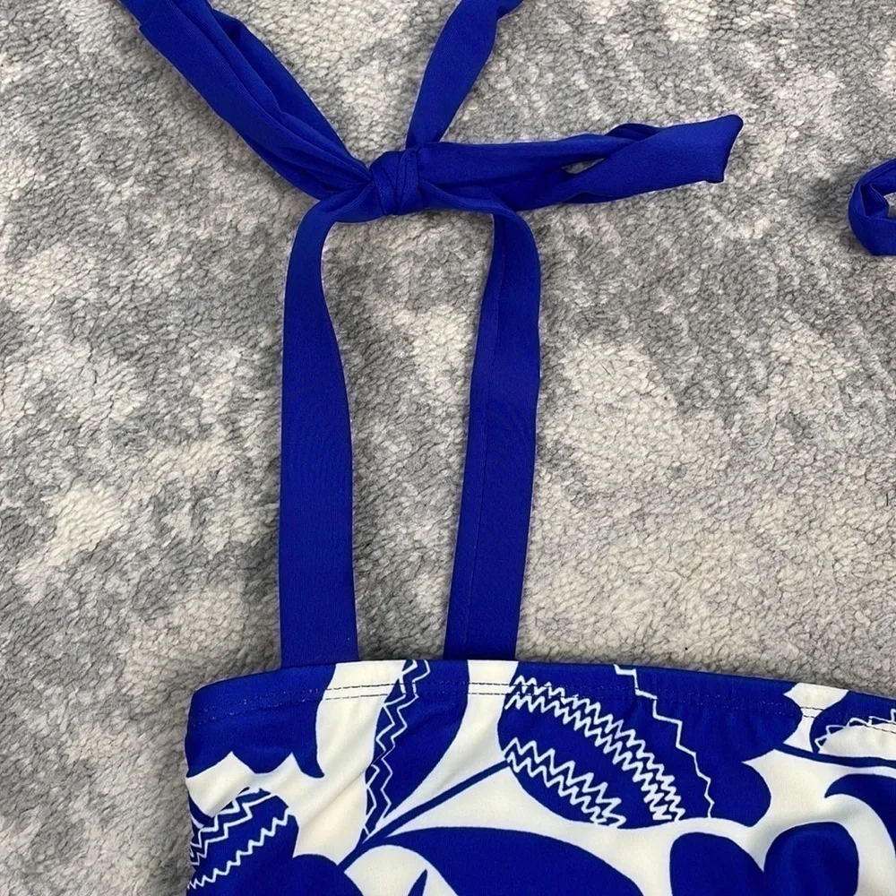 NWT Kate Spade Blue Berry Shoulder Tie Bikini Swimsuit Floral Sz XS